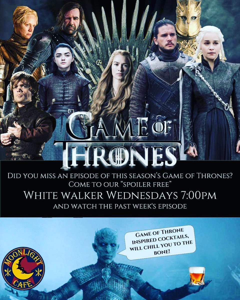 Moonlightmk850's tweet photo. TONIGHT #WINTERISHERE #GAMEOfthrones #relaxedfoodjoint #openforbusiness #NightKing #thebrewroom #updatedcafehours https://t.co/TsPoZ3H7tZ