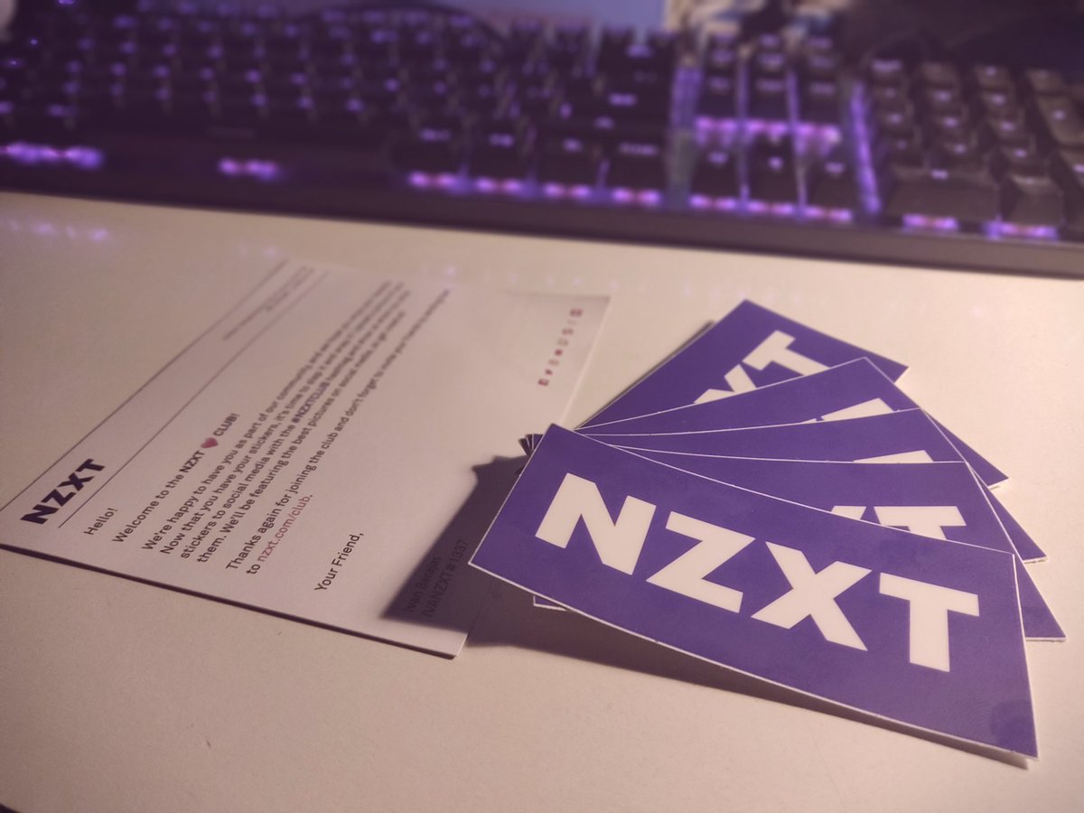 VagenasSpyros's tweet photo. Everything is purple for @NZXT @NZXTJR @IVANZXT!! Great community especially in @discordapp server!! Thank u for the stickers but I really miss the build guide ๐
Cheers from Greece ๐
#NZXT #NZXTCLUB #everythingPURPLE https://t.co/A3uUDCceks