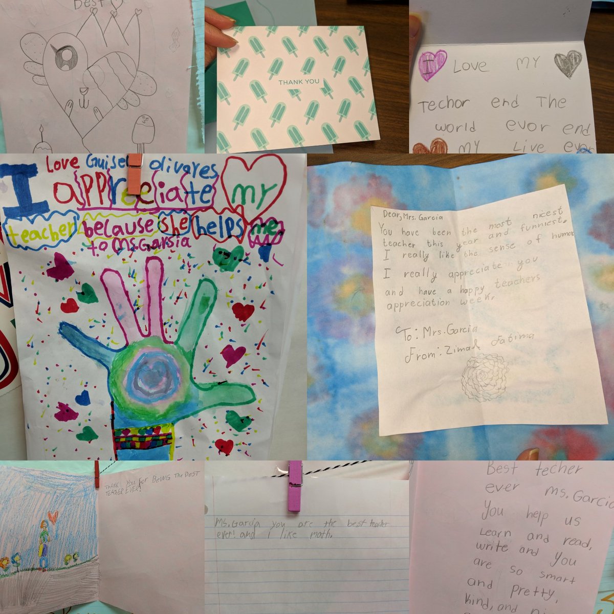 VGarcia_McBee's tweet photo. β₯οΈβ₯οΈβ₯οΈ Sweet, Creative notes from my little πs π#TeacherAppreciationWeek #WhyMcBee #thecreativity https://t.co/0eFi3YihJR