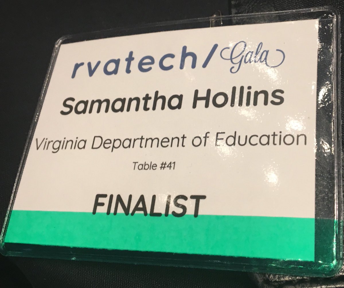 smhollins's tweet photo. Honored to be a finalist for the #rvatech Technology Project of the Year in the Public Sector at tonight’s #geekprom for the @VDOE_News Special Education and Student Services work with our partner PCG on the Virginia IEP. https://t.co/96RYGQFlcg