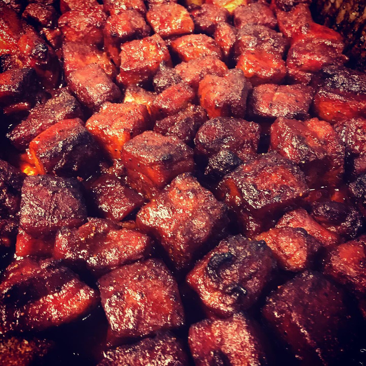 ACmeatcompany's tweet photo. Pork Belly Burnt Ends.  #burntends https://t.co/rwaBj0uX3N