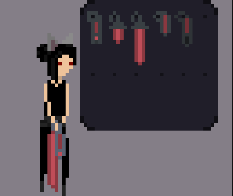 _ChioChi's tweet photo. So here's an update on #foxogirl and her hunter form ^^. I'm liking the new design for her :3. Also started working on a few different weapons. #pixelart #pixel_dailies #pixels #pixelweapon #aseprite #progress https://t.co/I2823Kbvrb