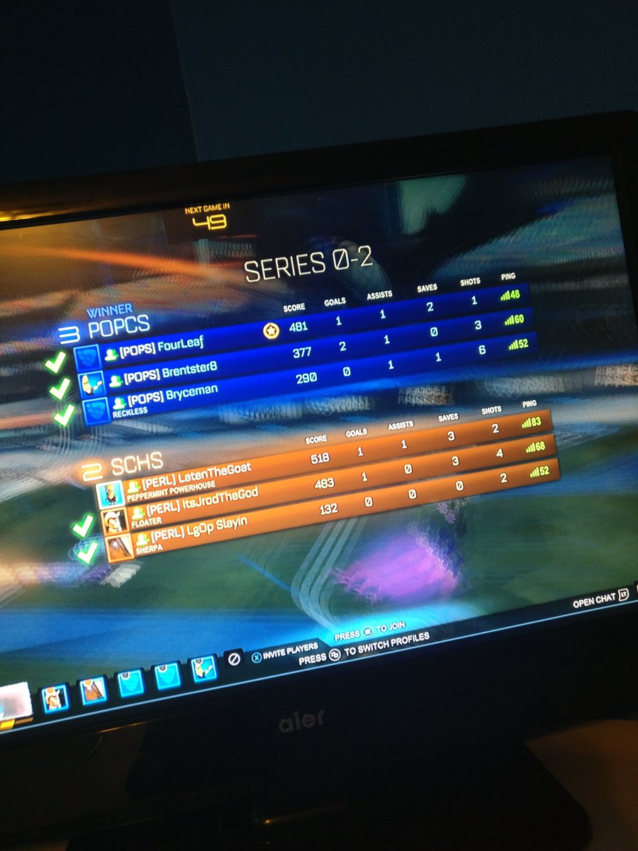 TheSwingTrad3r's tweet photo. Crazy Comeback win for the Rocket League Team! Down 0-2 then won the next 3 consecutive games! Match MVP: Undecided! The Team finishes 4-4 in the Regular Season and will not qualify for the Playoffs! What a special experience! #UntilSummer #HSEL @HSELesports @schsesports https://t.co/3u7sibnjgJ
