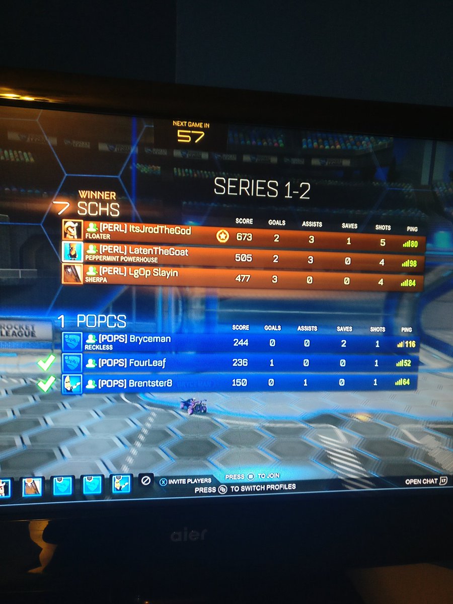 TheSwingTrad3r's tweet photo. Crazy Comeback win for the Rocket League Team! Down 0-2 then won the next 3 consecutive games! Match MVP: Undecided! The Team finishes 4-4 in the Regular Season and will not qualify for the Playoffs! What a special experience! #UntilSummer #HSEL @HSELesports @schsesports https://t.co/3u7sibnjgJ