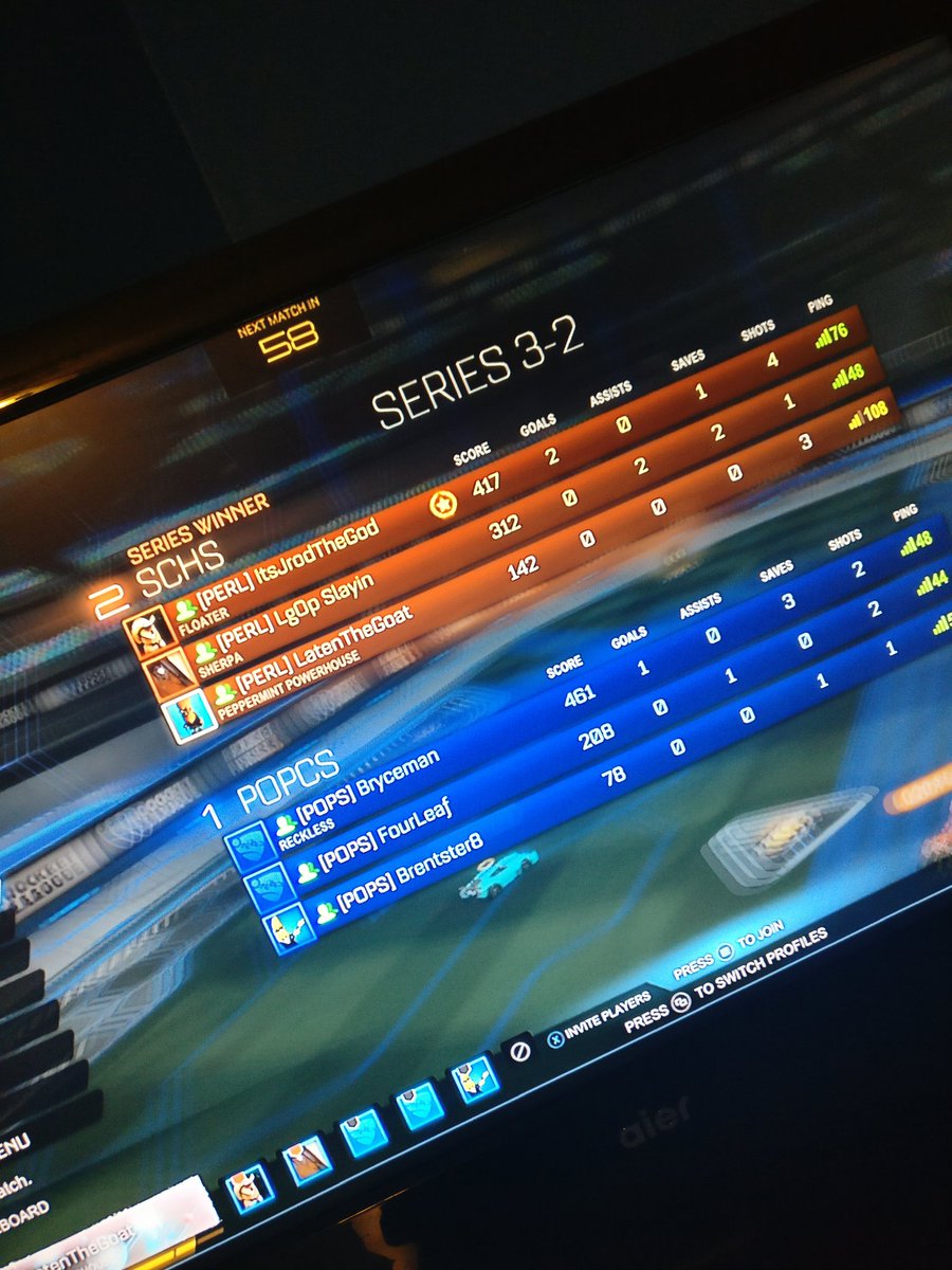 TheSwingTrad3r's tweet photo. Crazy Comeback win for the Rocket League Team! Down 0-2 then won the next 3 consecutive games! Match MVP: Undecided! The Team finishes 4-4 in the Regular Season and will not qualify for the Playoffs! What a special experience! #UntilSummer #HSEL @HSELesports @schsesports https://t.co/3u7sibnjgJ