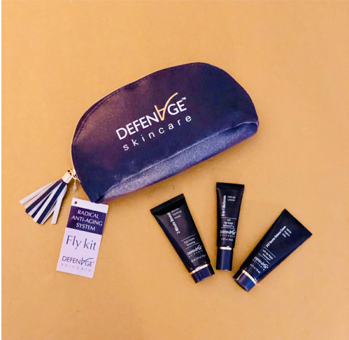DefenAge's tweet photo. Our #DefenAgeFlyKit contains TSA-friendly sizes of our #ClinicalPowerTrio in a gorgeous travel bag so you can stay true to your skincare routine wherever you go ⛱ https://t.co/XxiGTqEDAX. #BestSkinEver #HealthySkin https://t.co/Bv7im9EGQz