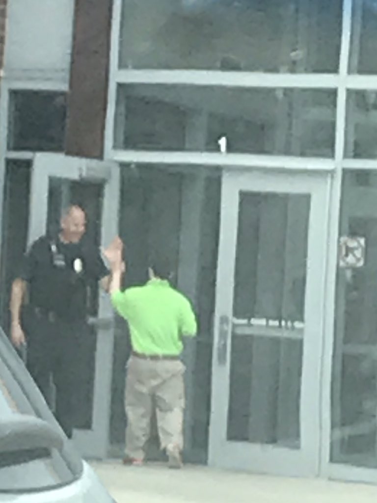 A high five and a smile from SRO Pierce at SJA is “good stuff” that starts a “good work day” for HHW Associate Jack!  👍#spreadhappynews