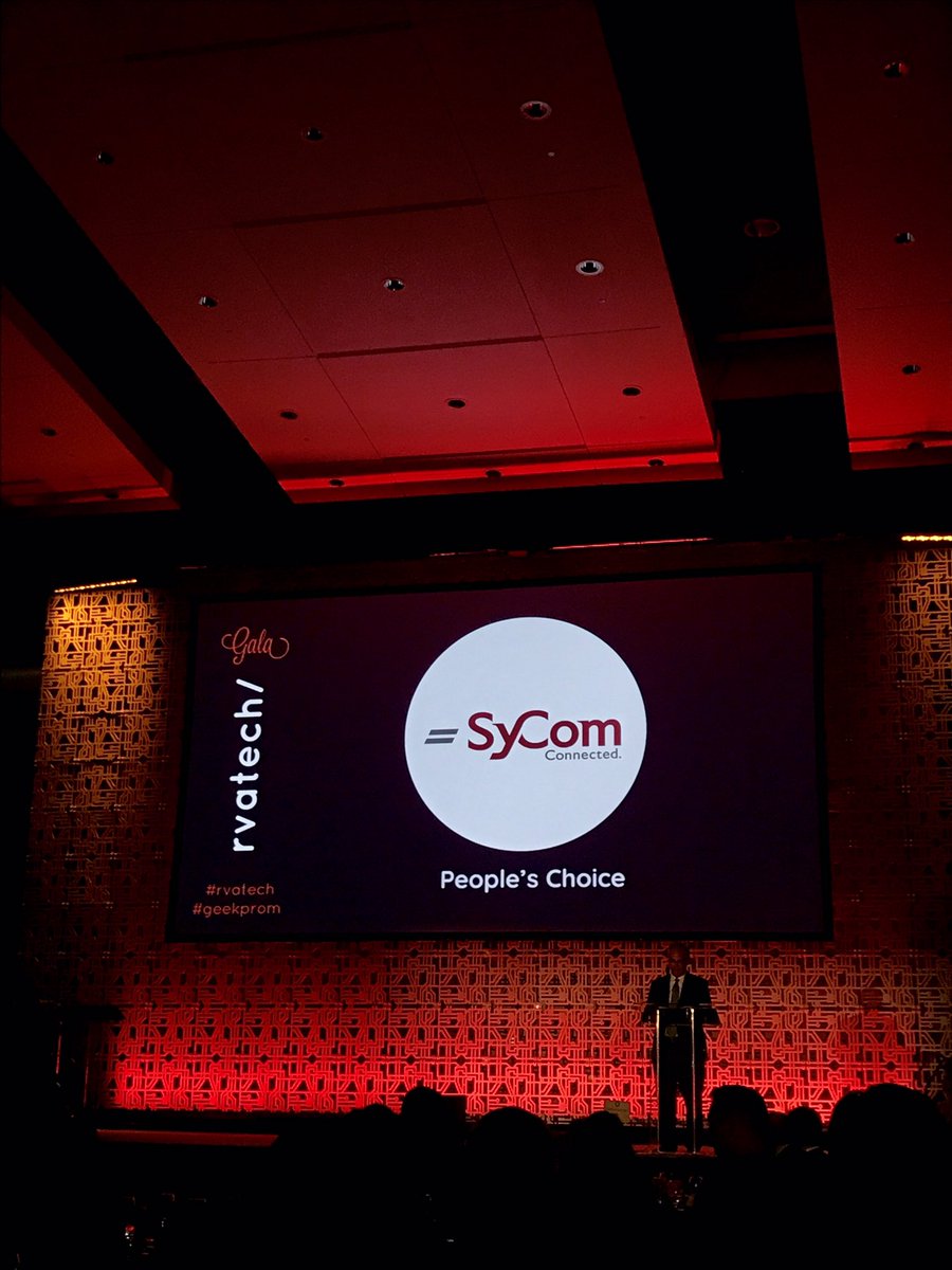sycomtech's tweet photo. And this year’s @rvatechcouncil/ Gala People’s Choice award goes to... @Snag 🎉 Our sincerest congratulations!
#GeekProm #rvatechgala #SyComConnected https://t.co/quI9nNv7Vw