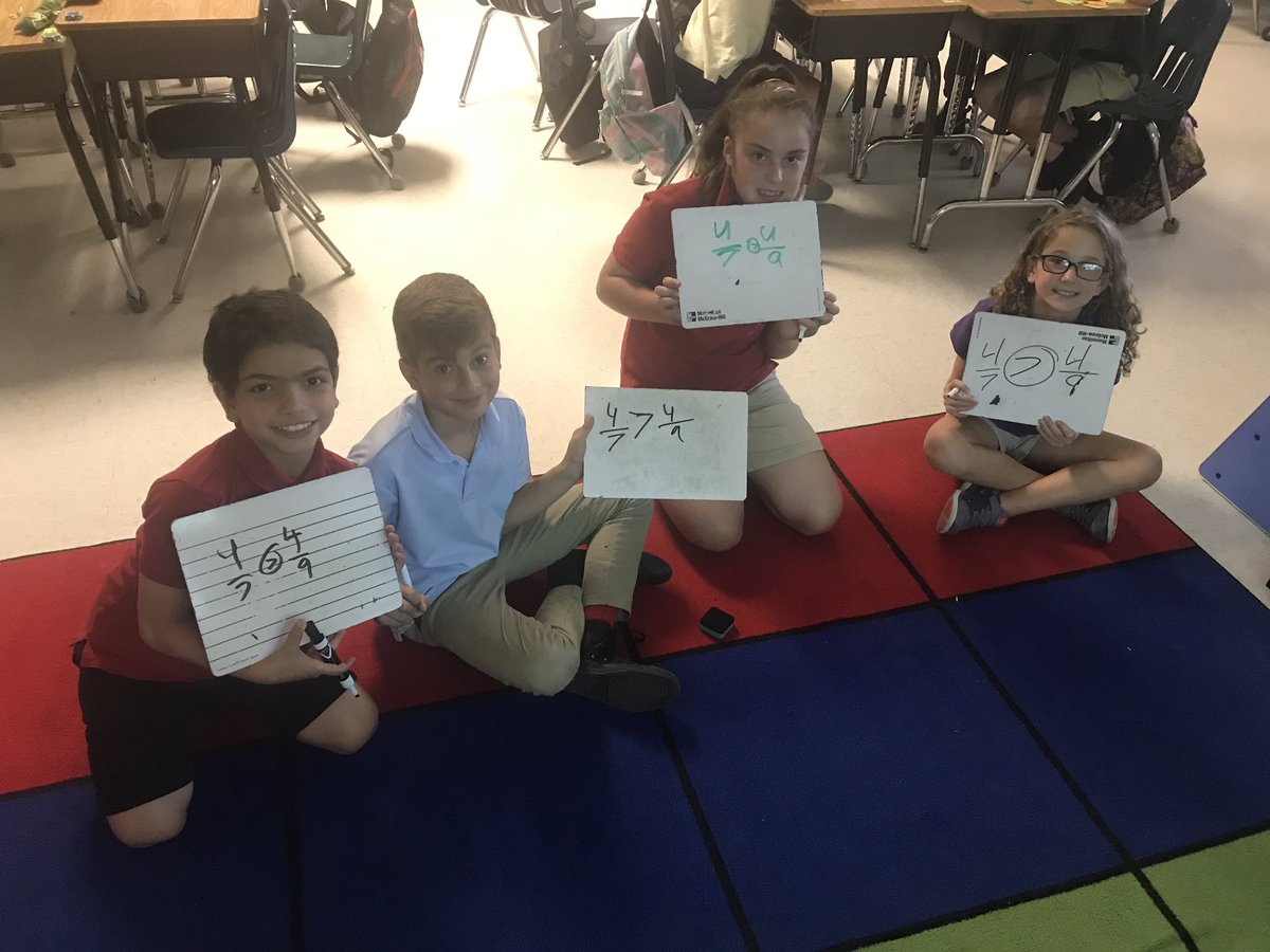 CoachBrecht's tweet photo. Enjoying some math workshop on comparing fractions! @CESCorkyBear @khanacademy #mathwirkshop #fractionwar https://t.co/LVnC74AFlF
