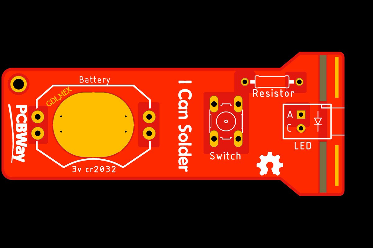 IObrizio's tweet photo. Estoy participando en el concurso 🏆 "I can Solder" @PCBWayOfficial

Pueden ayudarme dando like💖 al proyecto "Flashlight"🔦.

🗺️
https://t.co/1RodaDMkw5

Kit básico para aprender electrónica y soldadura para todos 🙃.

#LED #STEAM #PCB #PCBdesign @Makers_GDL  #diy #MakerFaire https://t.co/FdNiIak9Ew