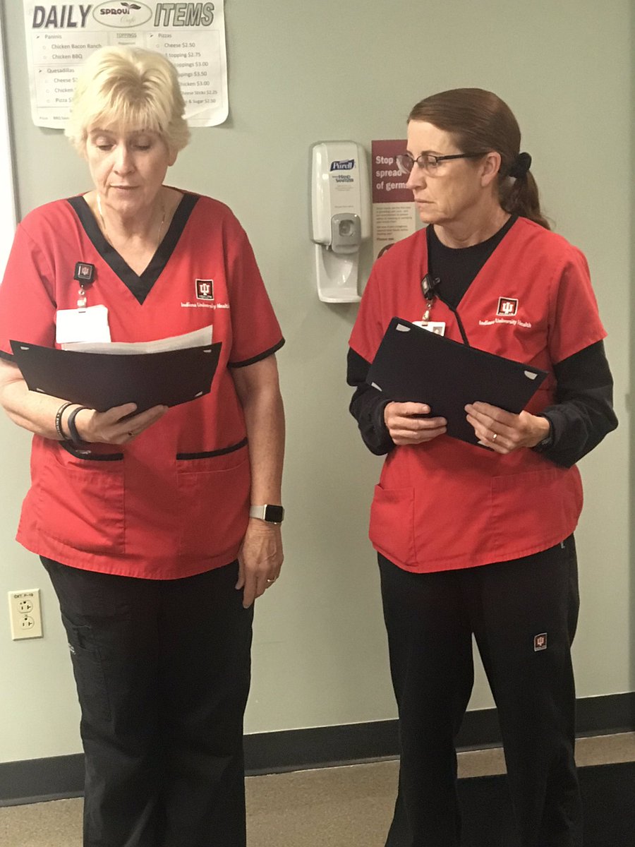 michele_ridge's tweet photo. Nurses week continues @ IUH Paoli our system leader visits starting the day with Cinnamon rolls and we ended the day with our nursing recognition ceremony and a blessing of hands! More pictures to follow! #IUHealthNursesRock https://t.co/jpggSmfqD4