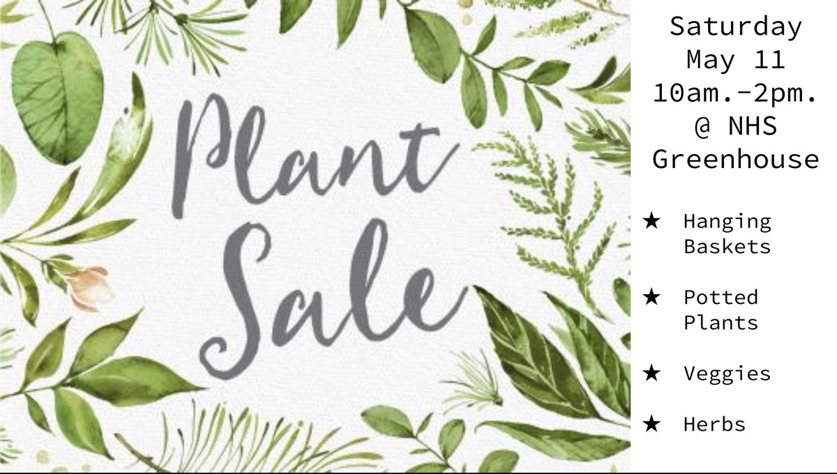 Come support Newtown High School Greenery this Saturday from 10-2. We will be selling Mothers Day hanging baskets and plenty of garden starters for your Spring enjoyment. See you all Saturday!!