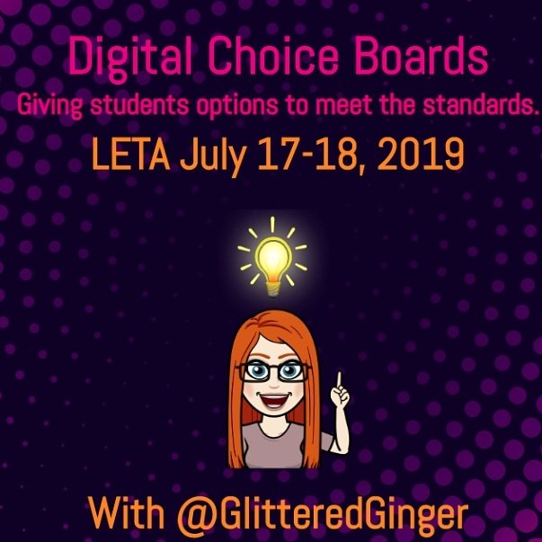 If you're in the Lafayette, La area come see me present #digitslchoiceboards at #LETA2019 for #FREE on July 17th and 18th. Find out everything you need to know and register here: tinyurl.com/LETAinfo