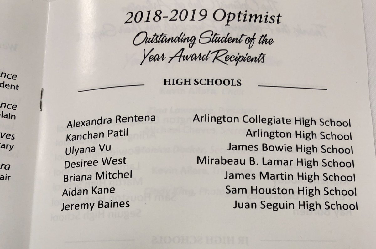 SamHoustonHS's tweet image. Congratulations to Aidan K. @Shhsco19 for being selected as the 2018-19 Optimist Outstanding Student of the Year award! #SamPride @SHHSTexanBand