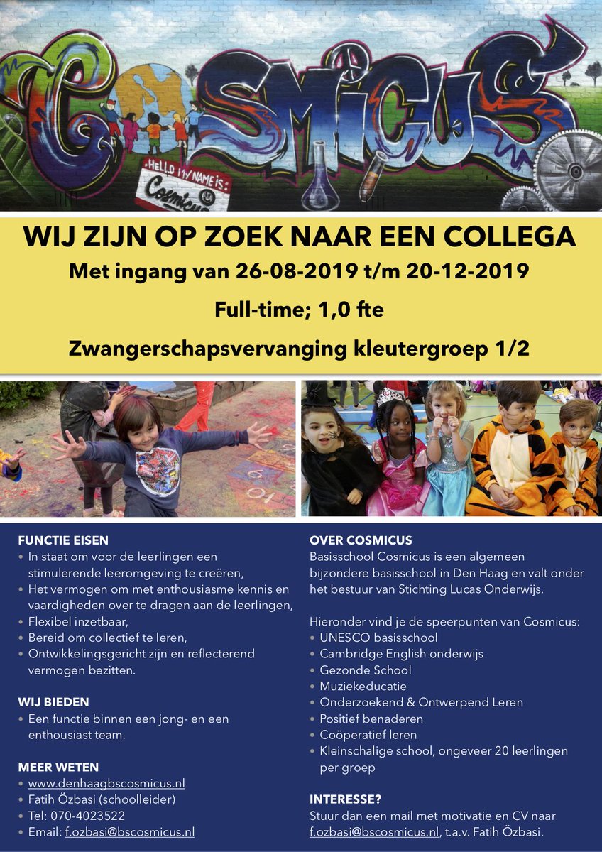 Wil je werken bij een sterk en innovatief bestuur? Solliciteer dan bij Lucas Onderwijs! lucasonderwijs.nl/werken-bij/lee…