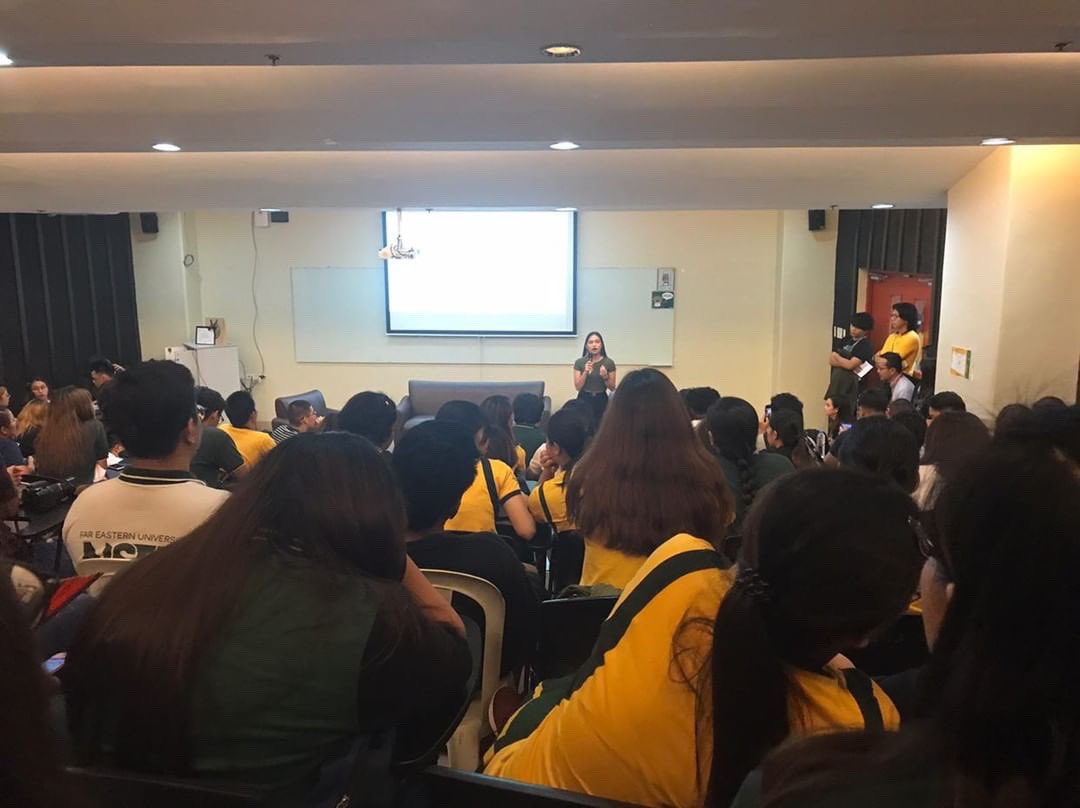 FEU_CommSoc's tweet photo. HAPPENING NOW: Ella Gatchalian, sharing her life as a content creator only here at SB 101! 

Share your thoughts with the hashtag #BlastingOff 

#CommWeek2019 
#BeyondGreatness 
#BlastingOff https://t.co/ltqDZG5zXm