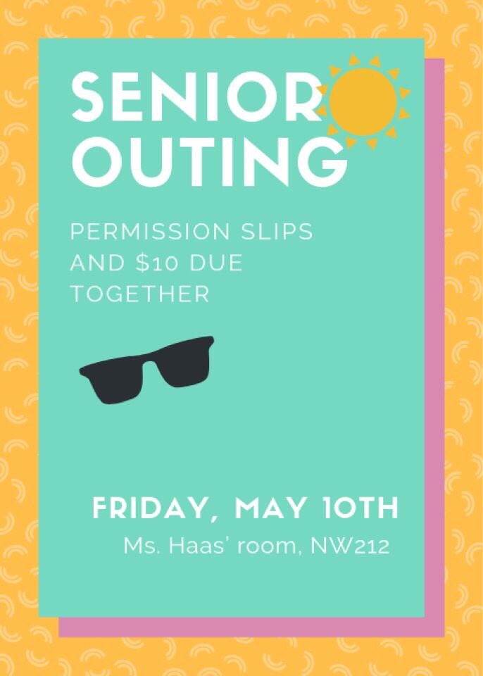 nshs2019's tweet photo. Seniors be sure to turn in your permission slips and money TOGETHER!!! Let’s make the best out of time we have left together at senior outing! ☀️ 🌭🏐 https://t.co/wMKC384EBd