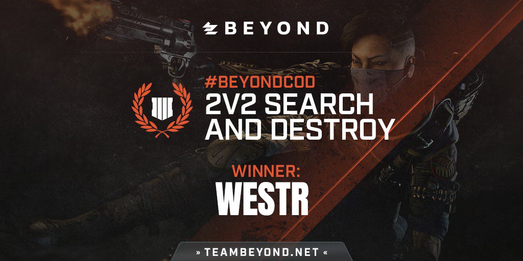 PlayBeyond's tweet photo. Congrats to @TTinyy_ & @VoIants_ for winning tonight's $1,000 #BeyondCOD 2v2 Search & Destroy Tournament!
🏆 Final Results: https://t.co/w9nzUwTZSw https://t.co/O851ZPoQEJ