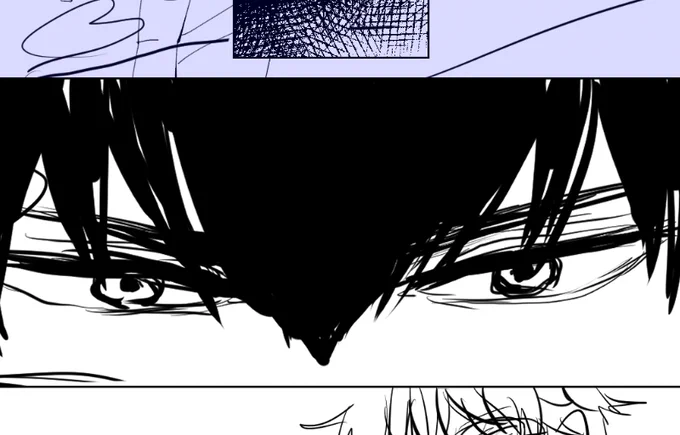 自分が漫画で高確率で土方の目のドアップを描きたがるのは、やっぱりこの勝気な強い目が好きなんだろうな～☺️銀さんはいつも引きばかりでごめん…ごめんよ… 