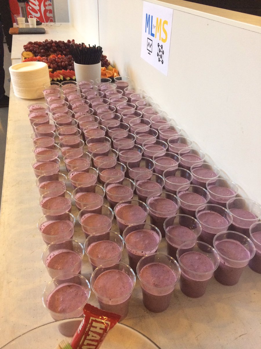 CESTgroup's tweet photo. At #ML4MS2019, feeding the minds hungry for #AI knowledge with fruits and smoothies! @cecamEvents @Psik_Network @AaltoDigi @AaltoDigi https://t.co/bDnT4Kgv2h