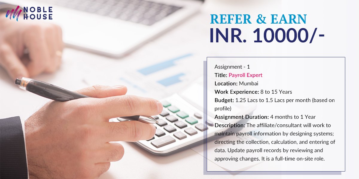 Refer and earn a bonus of Rs. 10,000/- If you know someone with a relevant experience and expertise for the assignment, please share their details with us at hello@thinknoblehouse.com and get a chance to earn a referral bonus upon their selection. #ThinkNobleHouse