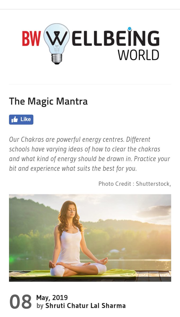 Sharing my article 'The Magic Mantra' as a 'COLUMNIST' for BW Wellbeing World, @BWBusinessworld 

bwwellbeingworld.businessworld.in/article/The-Ma…

#read #comment #Share #Mantra #sevenchakras #chakrajourney #wellness #soul #SPIRITUAL #mindfulness #Wellbeing #yoga
#music #meditation  #euphonicyoga
