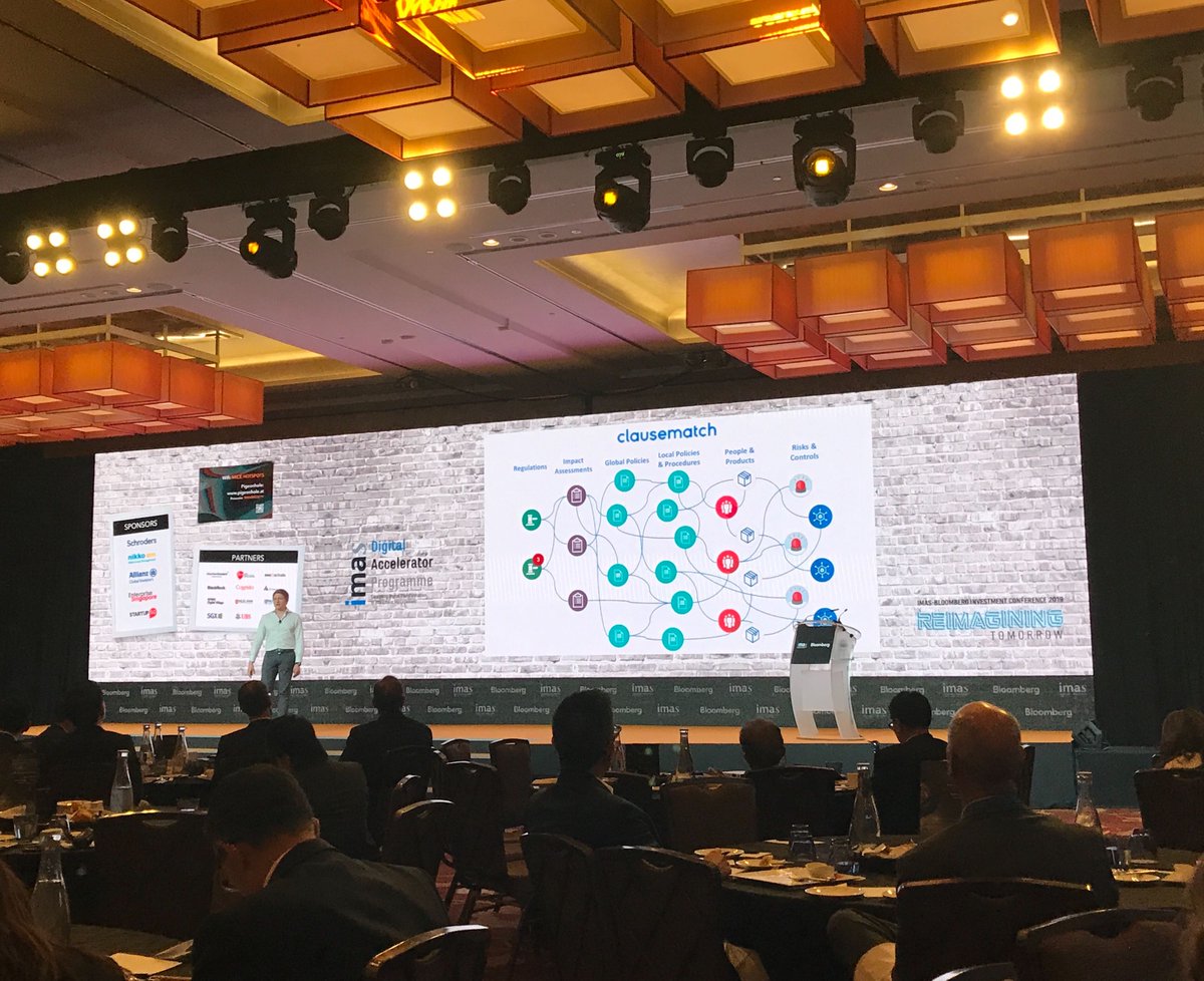 Clausematch's tweet photo. .@ClauseMatch exists to help financial institutions bring digital transformation to compliance and significantly reduce time, costs and risks. CEO &amp; Founder @evgenyy pitching @IMAS_SGP 

#IMASBloomberg2019 #ReimaginingTomorrow #IMASDAP #Compliance #Innovation #FinTech #RegTech https://t.co/O3yTU3sUns