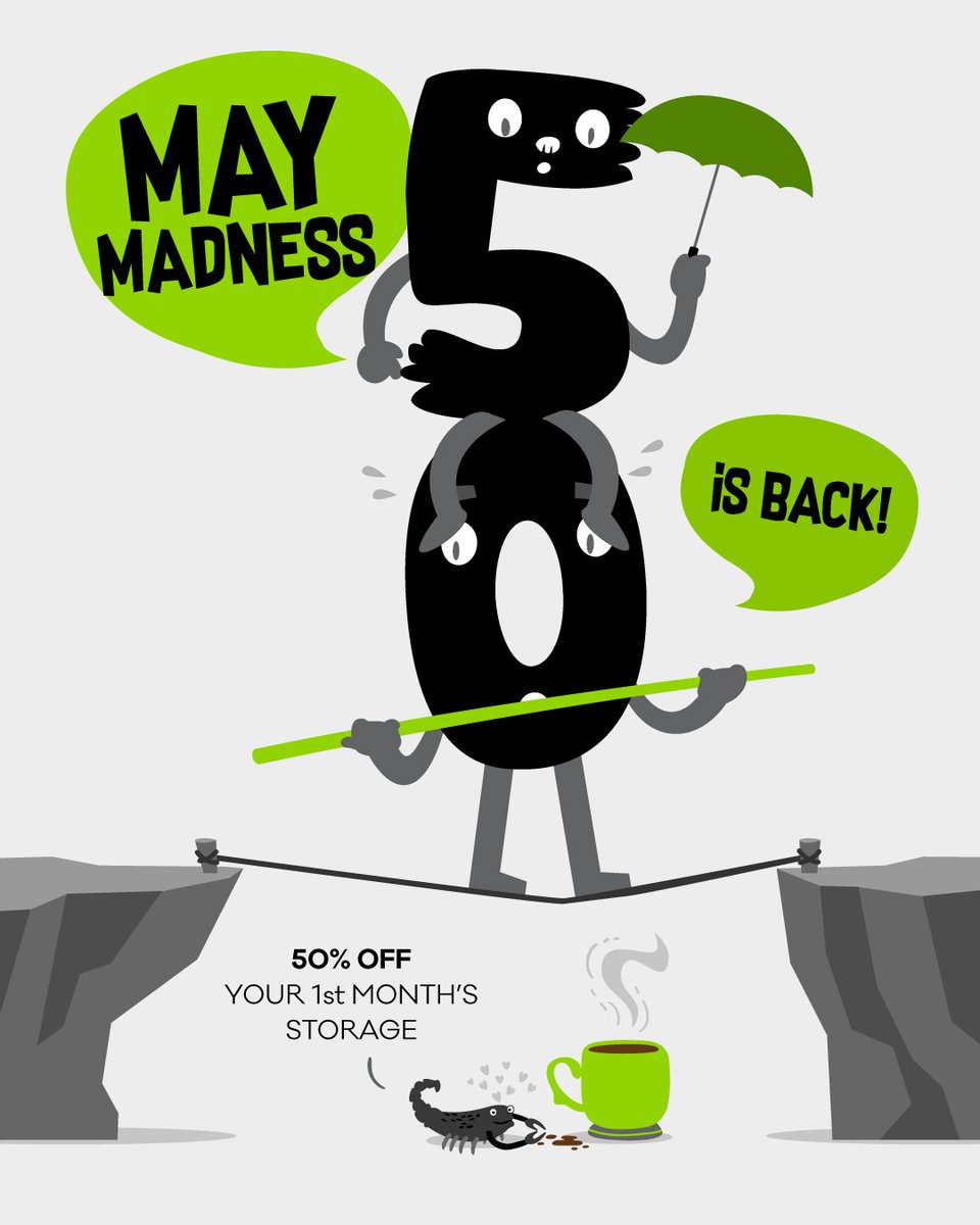 It’s mad! It’s manic! It’s mind-blowing! So it must be May Madness at The Box! We’re giving a massive 50% off your first month’s storage so give us a shout at 800-THEBOX (800-843269) or visit theboxme.com before you miss out.
