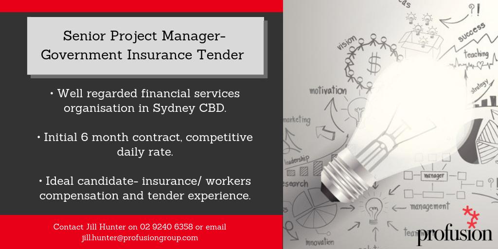 Senior Project Manager- Government Insurance Tender role now available! Apply now via the link or call Jill directly to find out more

profusiongroup.com/jobs/senior-pr…