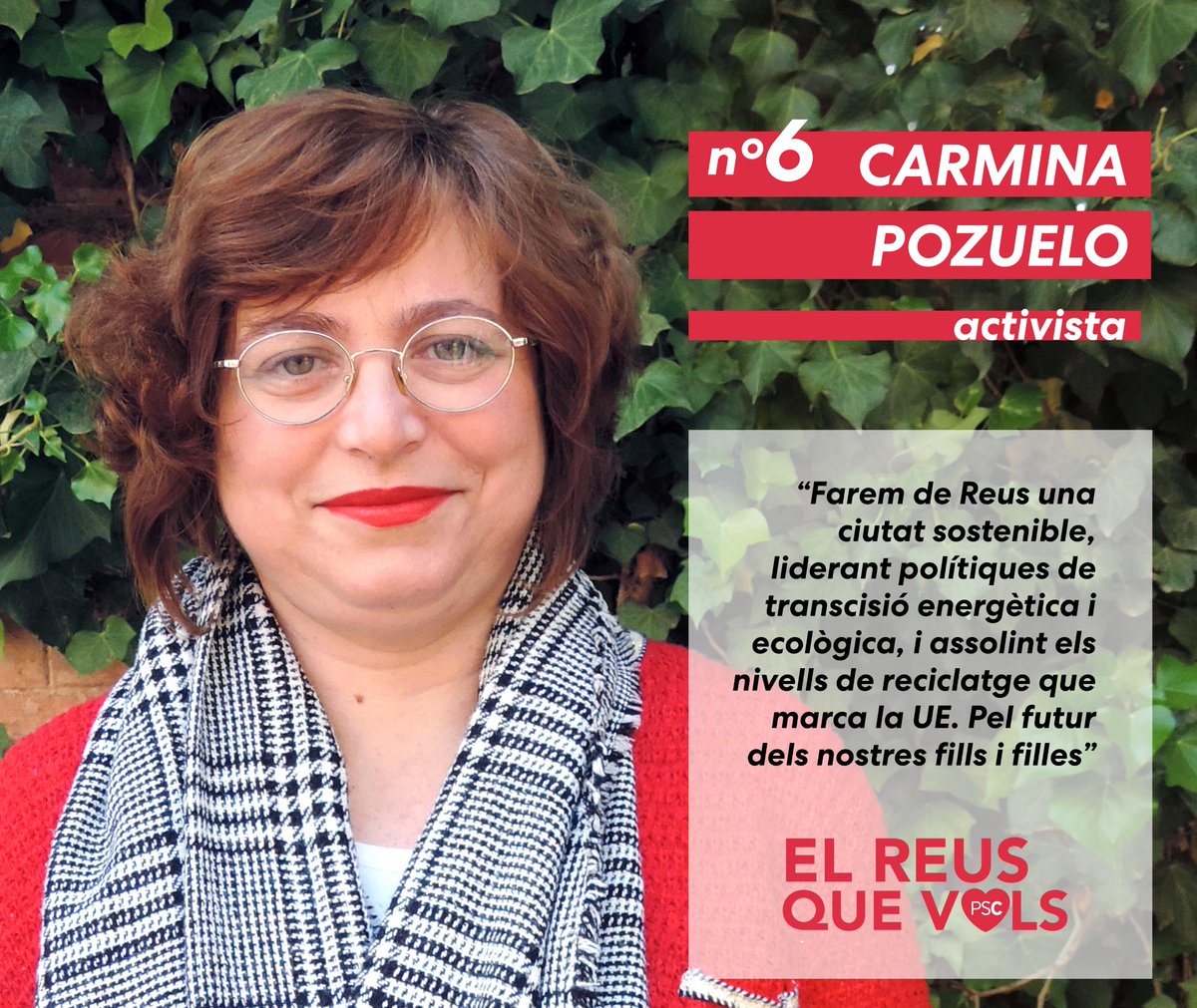 Carmina Pozuelo és la número 6 de la candidatura del PSC a les eleccions municipals. Pel Reus que vols, amb Andreu Martín. #Reus #pelReusqueVols <a href="/andreu_martin/">Andreu Martín</a> @cdnasolivista