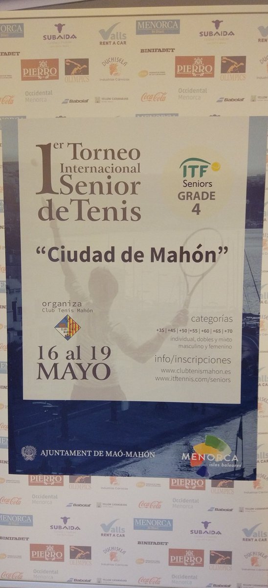 ClubTenisMahon's tweet photo. El Club Tenis Mahón organiza el Primer torneo Internacional Senior de tenis "Ciudad de Mahón", es un ITF Senior Grade 4.  Tendrá lugar los días 16 a 19 de mayo de 2019. Las instalaciones del Club Tenis Mahón estarán abiertas a todo el público que quiera asistir. https://t.co/4LAzLh1P1o