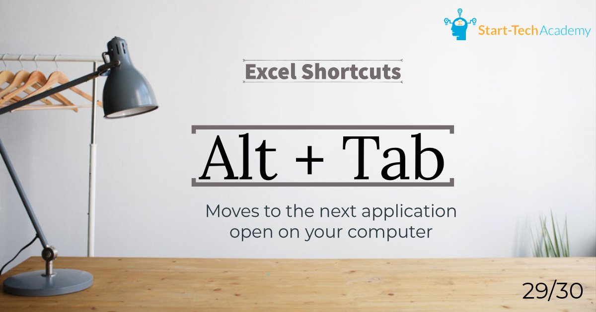 StartTechAcade1's tweet image. 30 Days - 30 Excel shortcuts (DAY 29)
Learn the most used 30 Excel shortcuts by practicing 1 shortcut a day.
To get the complete shortcuts e-book, subscribe to our mailing list at starttechacademy.com 
#Excel #MicrosoftExcel #ExcelShortcuts #ExcelTips #Ebook #ExcelTricks