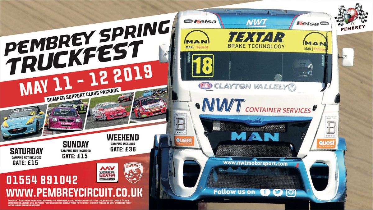 PembreyCircuit's tweet image. T-minus two days till Spring Truckfest!

We’ve got action-packed entertainment both on and off the track this weekend 🚚💨

Tickets will be available to buy from £15.00 on the gate #BARC