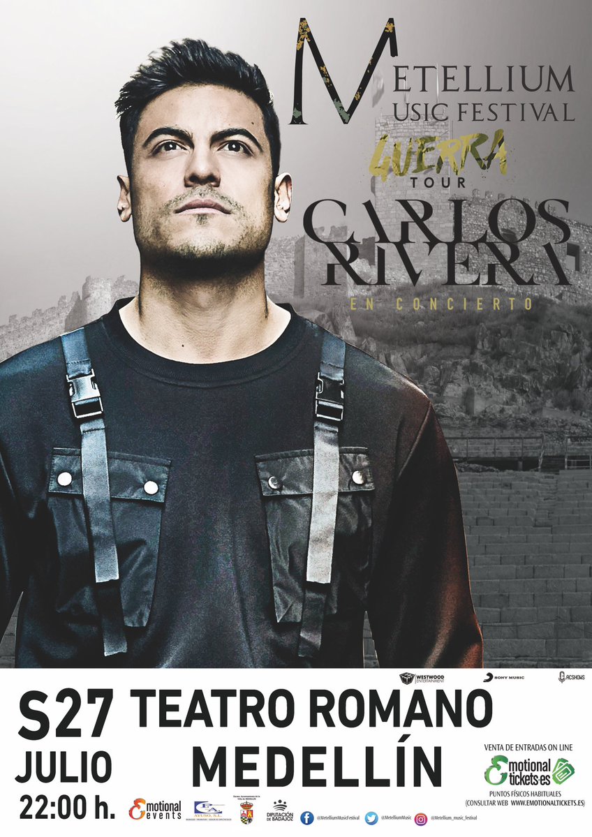 El mexicano <a href="/_CarlosRivera/">Carlos Rivera</a> actuará el próximo 27 de julio en el Teatro Romano de Medellín dentro del @MetelliumMusic Festival