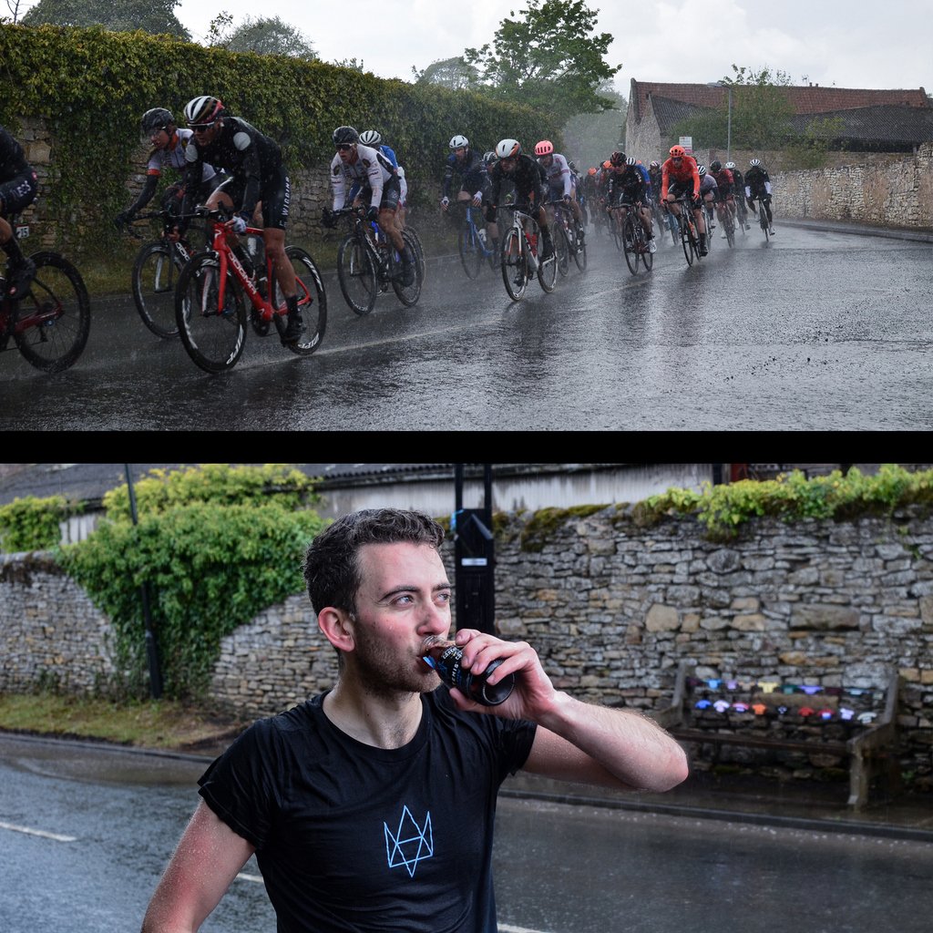 Throwback to #TourDeYorkshire going right past Artemis HQ last week, and Ben proving that it's never too cold for cold brew... #tbt
