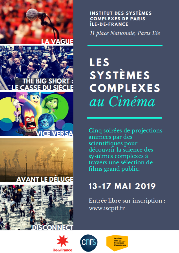 chavalarias's tweet photo. Pour les amoureux du 7eme art l'@ISCPIF organise un festival cinéma et #systemescomplexes : 1 séance/jour, 1 film grand public + discussion  avec des scientifiques. Entrée gratuite dans la limite des places dispo. Programme et inscription obligatoire sur https://t.co/pHAVCfegFi https://t.co/ewk131e45T