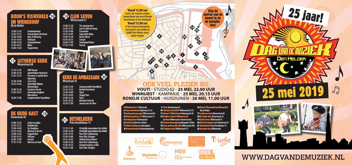 Sikinaevenement's tweet photo. 25 mei is het weer een groot muzikaal feest in Den Helder!
Dag van de Muziek 25 jarig jubileum.
Waar een kleine zeestad Groot in kan zijn☀️ https://t.co/JUlOKSC7je