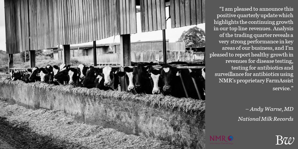 BlytheRayPR's tweet photo. 🐄 Positive quarterly update released by @NMRgroup today. Turnover up 4.5% for the quarter compared to same period last year. On track to deliver full year results in line with its expectations. ➡️ https://t.co/rA5CoUH7Vq

#dairy #milk #investment #NMRP https://t.co/bfMOTLthhG