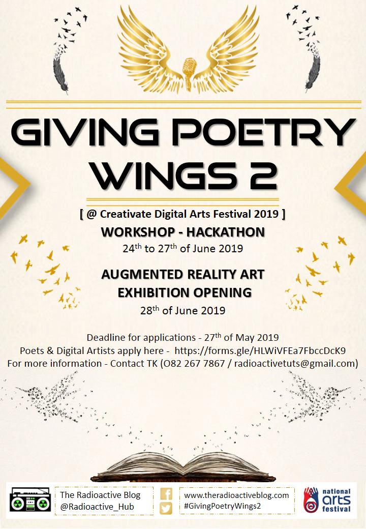2tukani's tweet photo. #GivingPoetryWings Call for applications now open. 
We're looking for #poets and #DigitalArtists 
Apply here : https://t.co/Ek1aZH4KO6
#Creativate #SouthAfrica #RT #Retweet https://t.co/ek8XsNgT5u