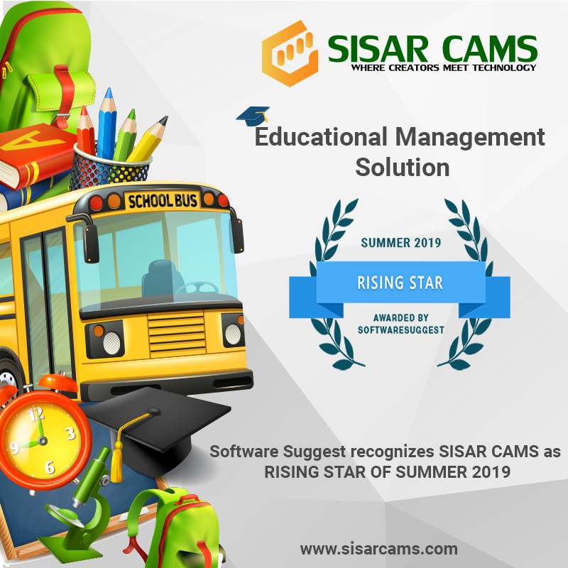 SISAR_CAMS's tweet photo. SoftwareSuggest recognizes SISAR CAMS as RISING STAR OF SUMMER 2019
#EducationalManagementSolution #RisingStar
visit https://t.co/qEtsFFr5yQ https://t.co/PwC5GXL9Bc