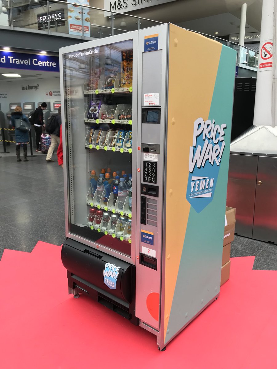 I_W_M's tweet photo. £11 for a Mars bar? 

The conflict in #Yemen has tipped the nation into an economic tailspin, destroying livelihoods and driving up food prices beyond the reach of ordinary Yemenis.

Ahead of #InsideYemenCrisis, visit us @NetworkRailMAN and witness the cost of the conflict. https://t.co/EbWAdIjspX