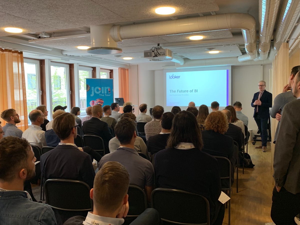 Deeduff's tweet image. Excited to see so many people at #JOINtheTour #Stockholm this morning! @LookerData VP of EMEA @iamjohnokeeffe delivering an awesome keynote! #PlatformForData