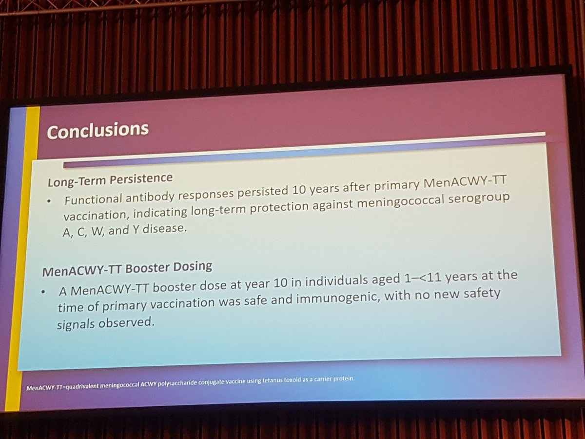 GoycocheaWalter's tweet image. Presentados en el #ESPID2019 los datos de persistencia de la inmunidad para la vacuna meningocócica cuadrivalente ACWY-TT:
Los anticuerpos protectores duran hasta 10 años tras la vacunacion! con buena respuesta a la dosis de recuerdo. @seipweb @SiripSevilla