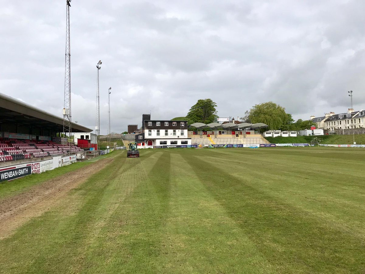 LewesFCMen's tweet photo. Pitch works for the new season are underway #ProjectCarpet https://t.co/654KcegfHw