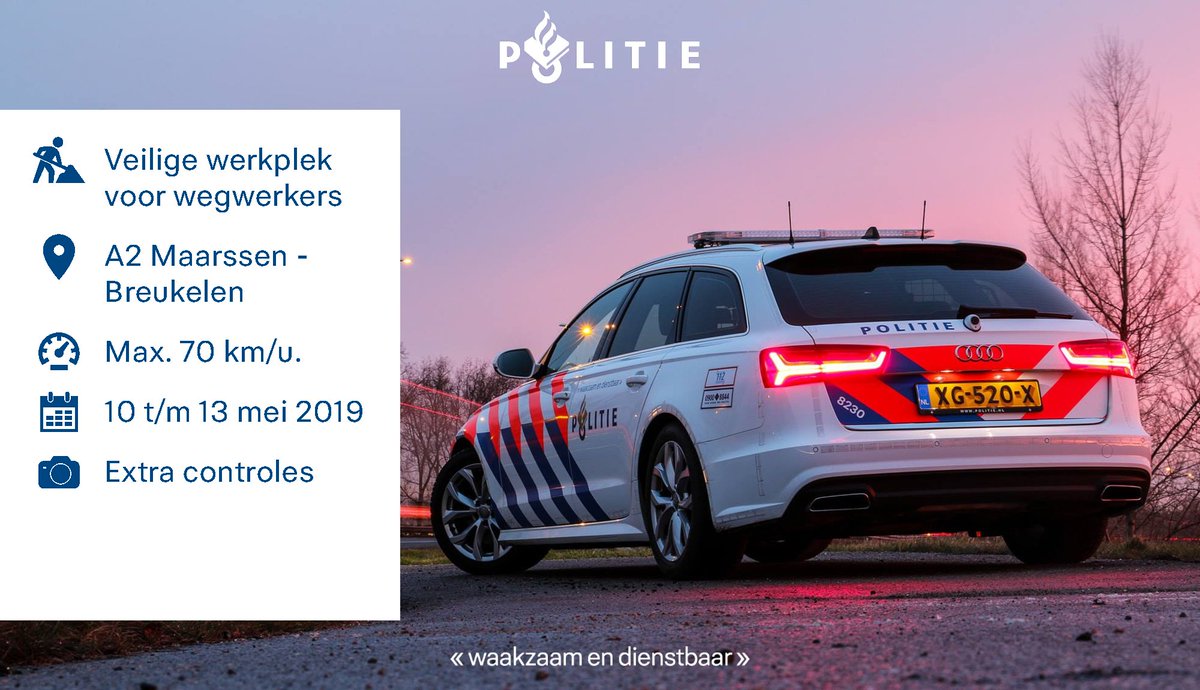 Een veilige werkplek is voor iedereen belangrijk. Zeker voor de wegwerkers van <a href="/Rijkswaterstaat/">Rijkswaterstaat</a> die komende periode aan de slag gaan op de A2 tussen knooppunt Holendrecht en de Leidsche Rijntunnel. #veiligwerken #controle

politie.nl/nieuws/2019/me…