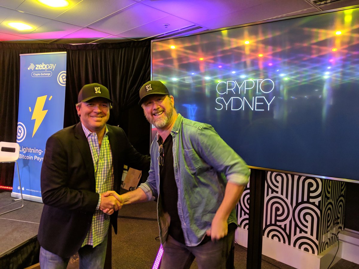 peterontheblock's tweet photo. Before the great debate #cryptosydney @hut34project @seahound29 👍👍 https://t.co/GDzEN6htcA