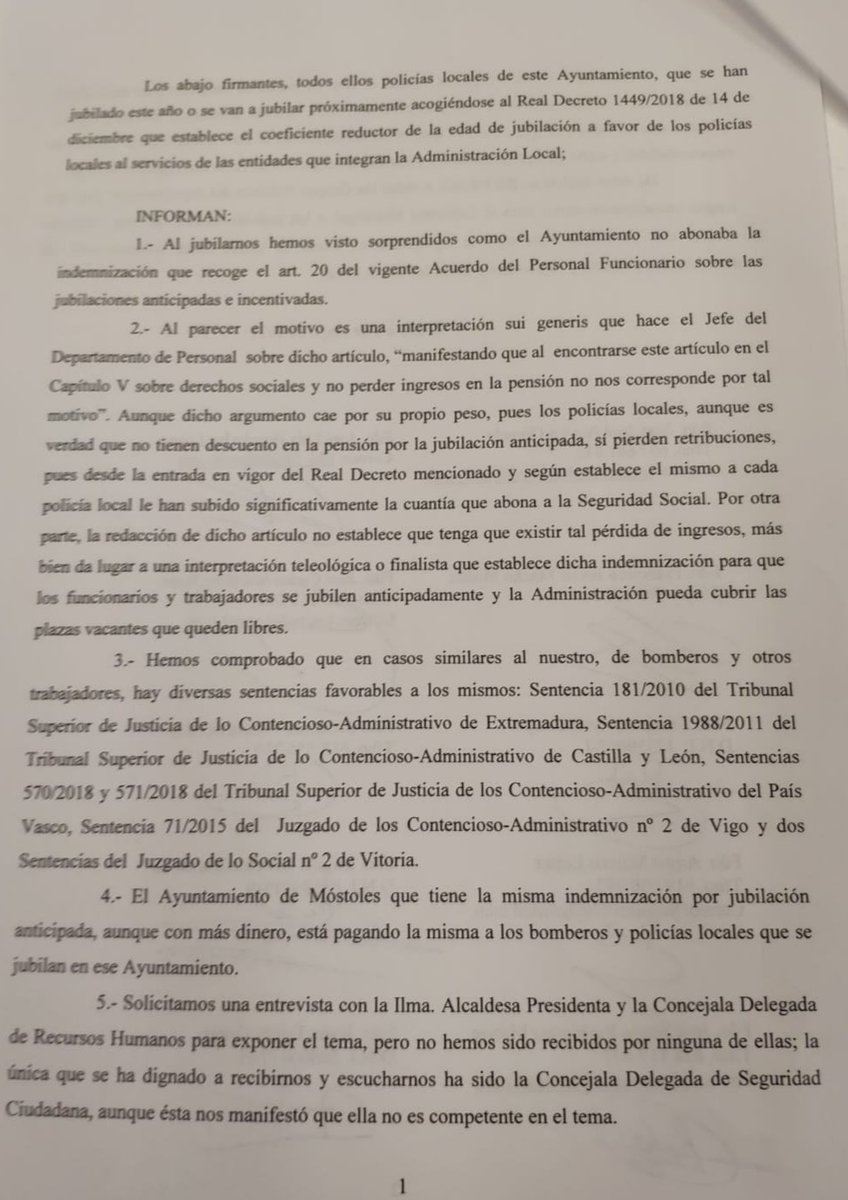 CppmGetafe's tweet photo. Nos hacemos eco de denuncia presentada por los compañeros de  @PoliciadeGetafe que se han jubilado, a los que se les niegan los derechos recogidos en convenio por el gobierno de @sara_heba tras más de 30 años de servicio

@aytogetafe #GETAFE https://t.co/C9oe2DuCIb