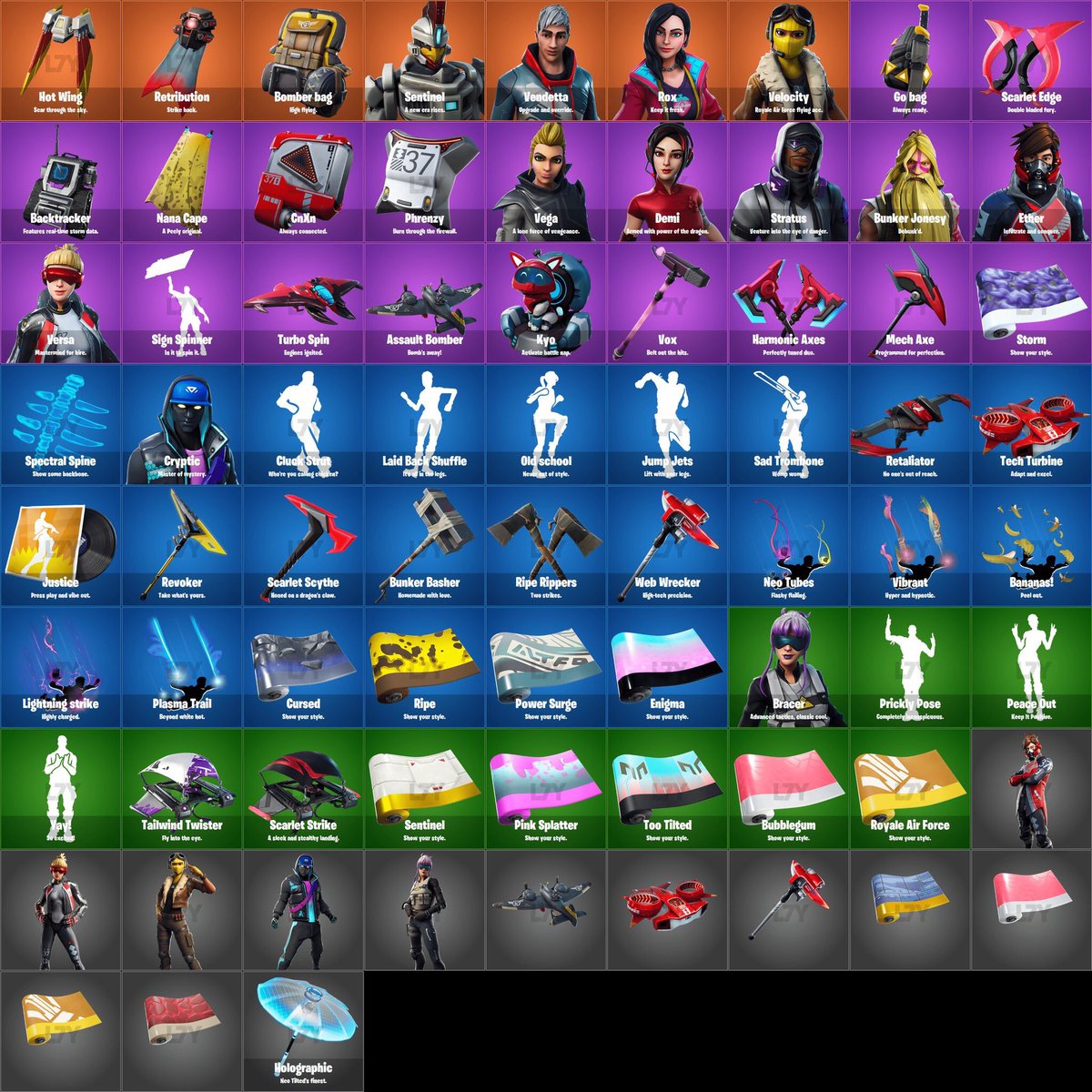 FortniteEsp_'s tweet photo. Todos los artículos y Skins filtrados de la nueva actualización v9.0 #Fortnite https://t.co/k0gOuHdso9