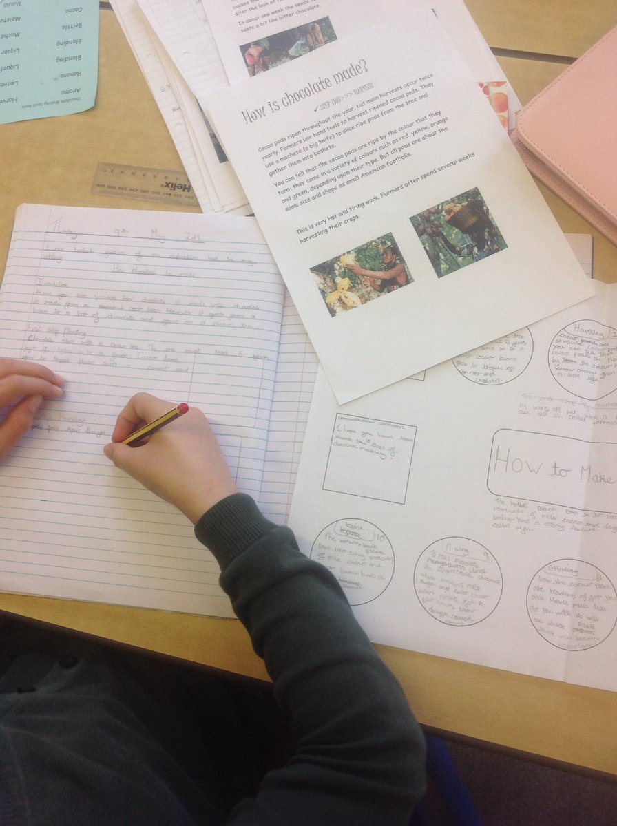 HensallClass's tweet photo. Writing an explanation using our research and planning - all about chocolate! 😋 https://t.co/hEPo6WZcWF