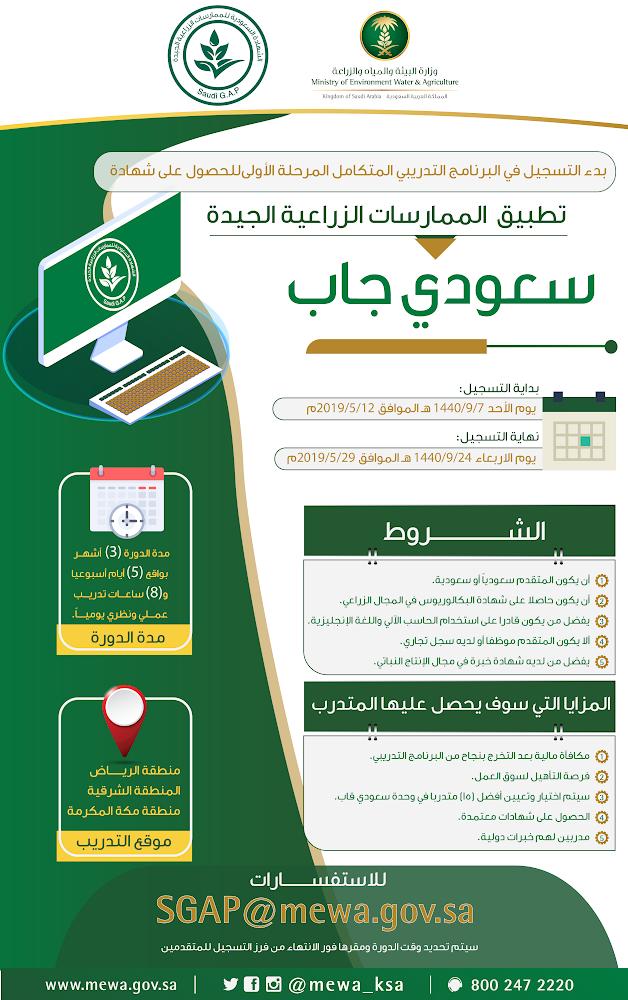 برنامج تدريب وزارة البيئة والمياه والزراعة